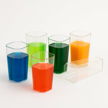 Unbreakable Transparent Square Design Wine Tumbler Plastic Glass 300 ML 6 Pc
