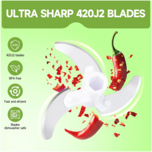 Manual Stainless Steel Vegetable Chopper – Compact, Extra Sharp with 5 Blades