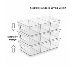 Plastic Refrigerator Organizer Bins, 1 Stackable Fridge Organizers with Handle, Clear Organizing Food Fruit Vegetables Pantry Storage Bins for Freezer kitchen Cabinet Organization and Storage (1 Pc Mix Color)