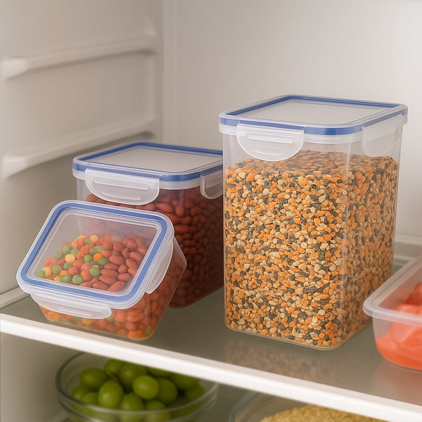 Set of 3 Rectangular Airtight Food Storage Containers with Lids