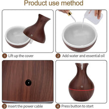 Mini Wooden Vase Pot Diffuser Cool Mist Atomization Humidifier (1 Pc)